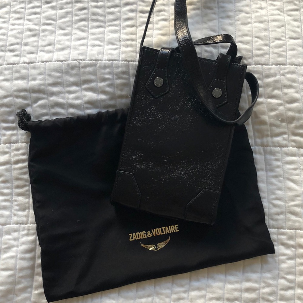 Sad if & Voltaire Shiny Black Cross Body Bag